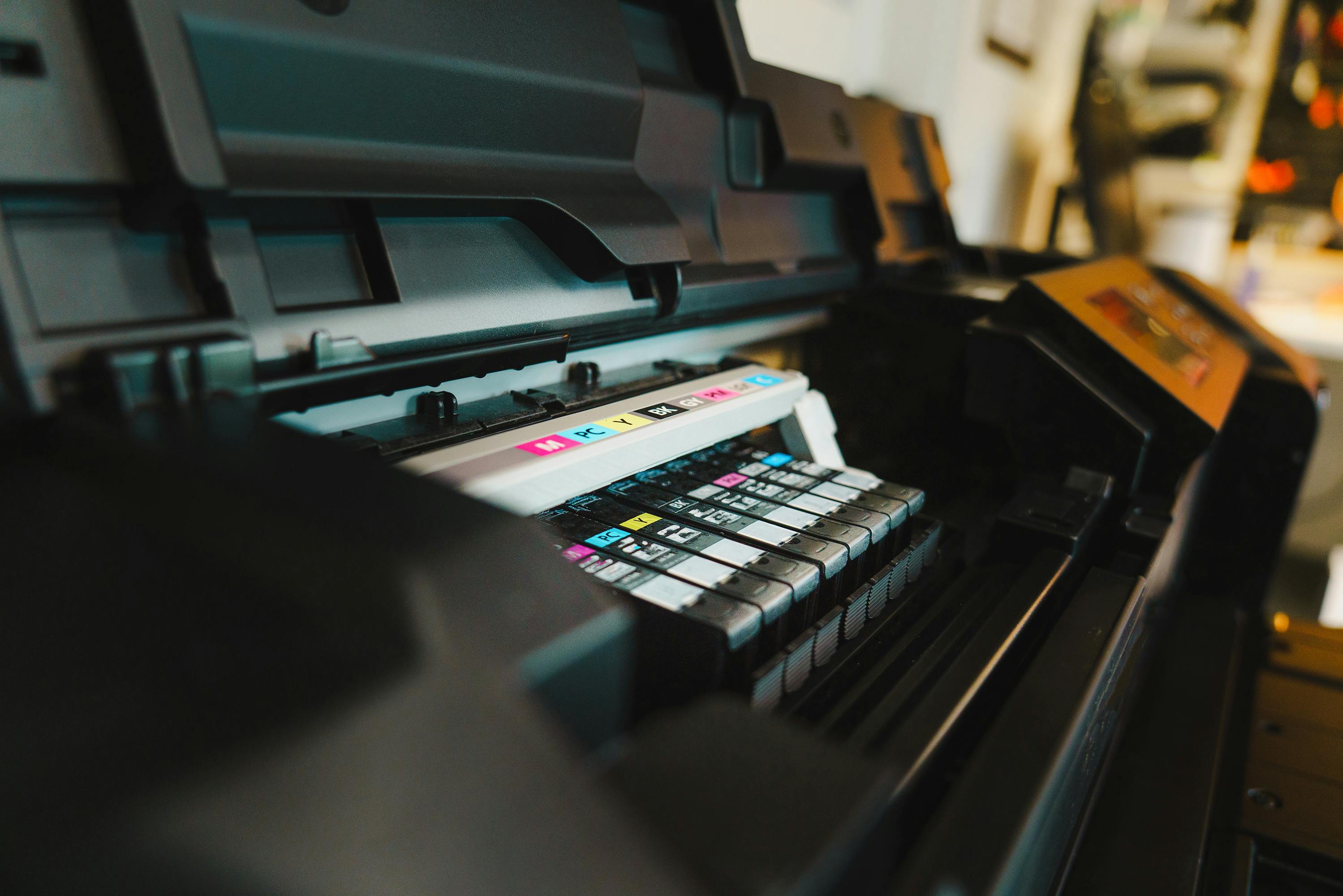 Close-up of printer inks